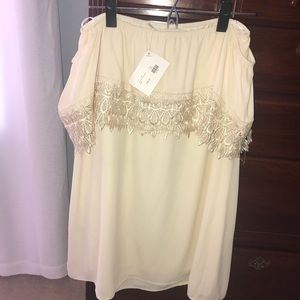 Off the shoulder cream/off white dress